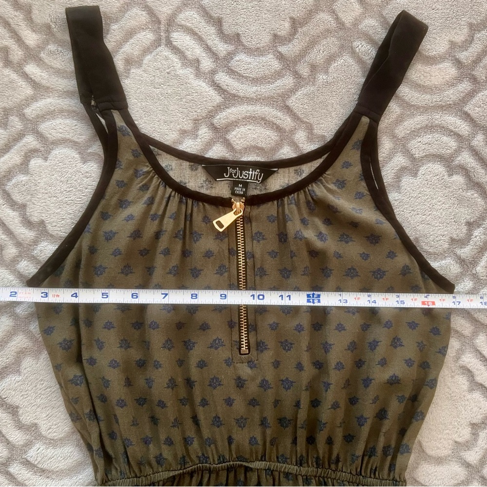 J for Justify Olive Print Zip Front Sleeveless Dress Size M - Picture 6 of 9
